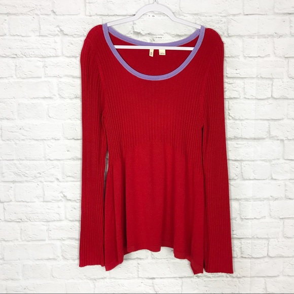 Anthropologie Sweaters - Moth Anthropologie Red Purple Ribbed Knit Sweater